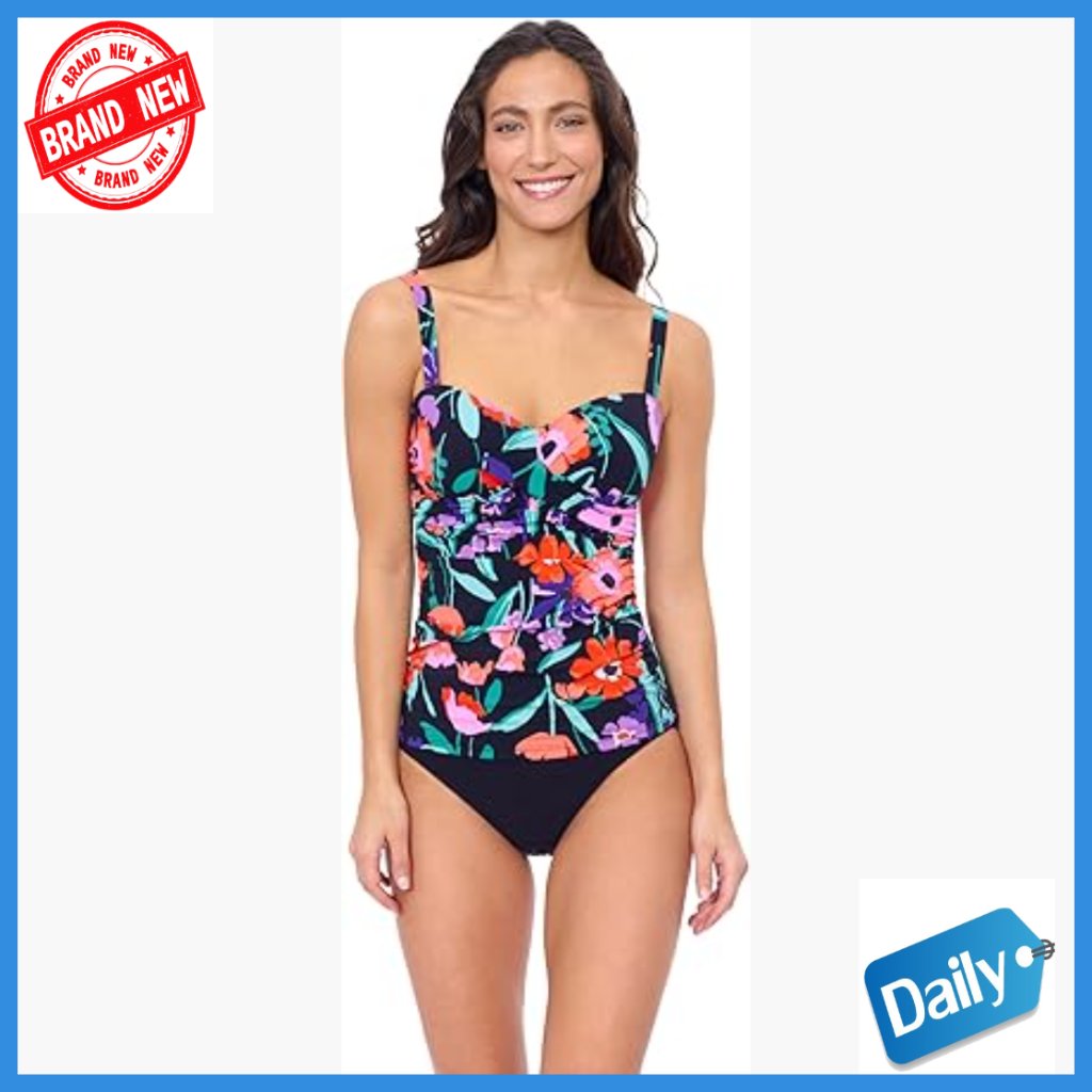 D Cup Tankini Top With Built-In Bra, Adjustable Straps, Nylon Blend